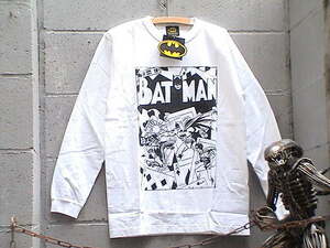 BATMAN(バットマン)★　L/STシャツ新L WH T-1 正規本物!#[SALE!★大特価