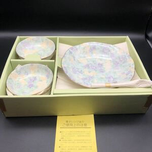 美品　フラワーガーデン　ディナーセット　大皿2枚　大鉢一つ　小鉢5客　フォーク5本　食器 花柄 金縁　四季の器　陶磁器　プレート　G3