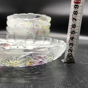 美品 ガラス小皿 5客セット 銘々皿 曽我ガラス 曇りガラス 工芸品 強化硝子 日本製 小鉢 銘々皿 G13-8の画像7