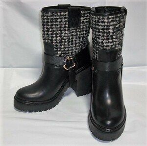 SALE!! Moncler * lady's *tsi-do black leather short boots * unused size 36. 