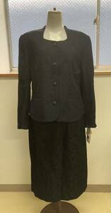 [ setup black floral print ] jacket skirt long sleeve lady's old clothes Vintage fashion [C6-2④]1102