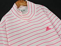 ネコポスOK adidas アディダス ボーダー モックネック カットソー sizeL/白ｘピンク ■◇ ☆ dba9 レディース_画像2