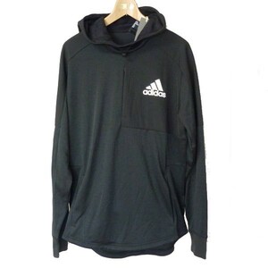 新品未使用◆送料無料◆(L)定価7540円 アディダス adidas 柔らかいメッシュ生地のパーカー/黒/ブラック