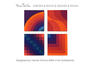  super-rare! free shipping!4 sheets set 1 point thing!Verner Panton punt nKURVEN WAVE SQUARE RAUKA multicolor MIRA-X original inspection arte mitekartell Northern Europe 