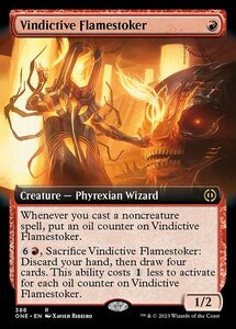 MTG ■赤/英語版■《執念深い炎焚き/Vindictive Flamestoker》▲拡張アート▲ ファイレクシア：完全なる統一 ONE