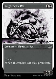 MTG ■黒/英語版■《腐り腹のネズミ/Blightbelly Rat》★ショーケースFOIL★ ファイレクシア：完全なる統一 ONE