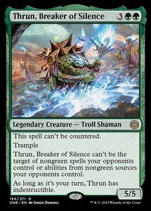 MTG ■緑/英語版■ 《沈黙を破る者、スラーン/Thrun, Breaker of Silence》★FOIL★ ファイレクシア：完全なる統一 ONE