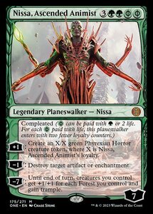 MTG ■緑/英語版■ 《向上した精霊信者、ニッサ/Nissa, Ascended Animist》★FOIL★ ファイレクシア：完全なる統一 ONE