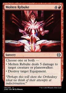 MTG ■赤/英語版■ 《溶鉄の咎め/Molten Rebuke》★FOIL★ ファイレクシア：完全なる統一 ONE