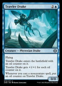 MTG ■青/英語版■ 《底引き漁のドレイク/Trawler Drake》★FOIL★ ファイレクシア：完全なる統一 ONE