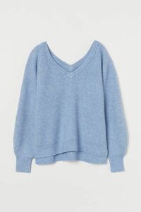 H&M リブニットセーター ライトブルーメランジ Sサイズ