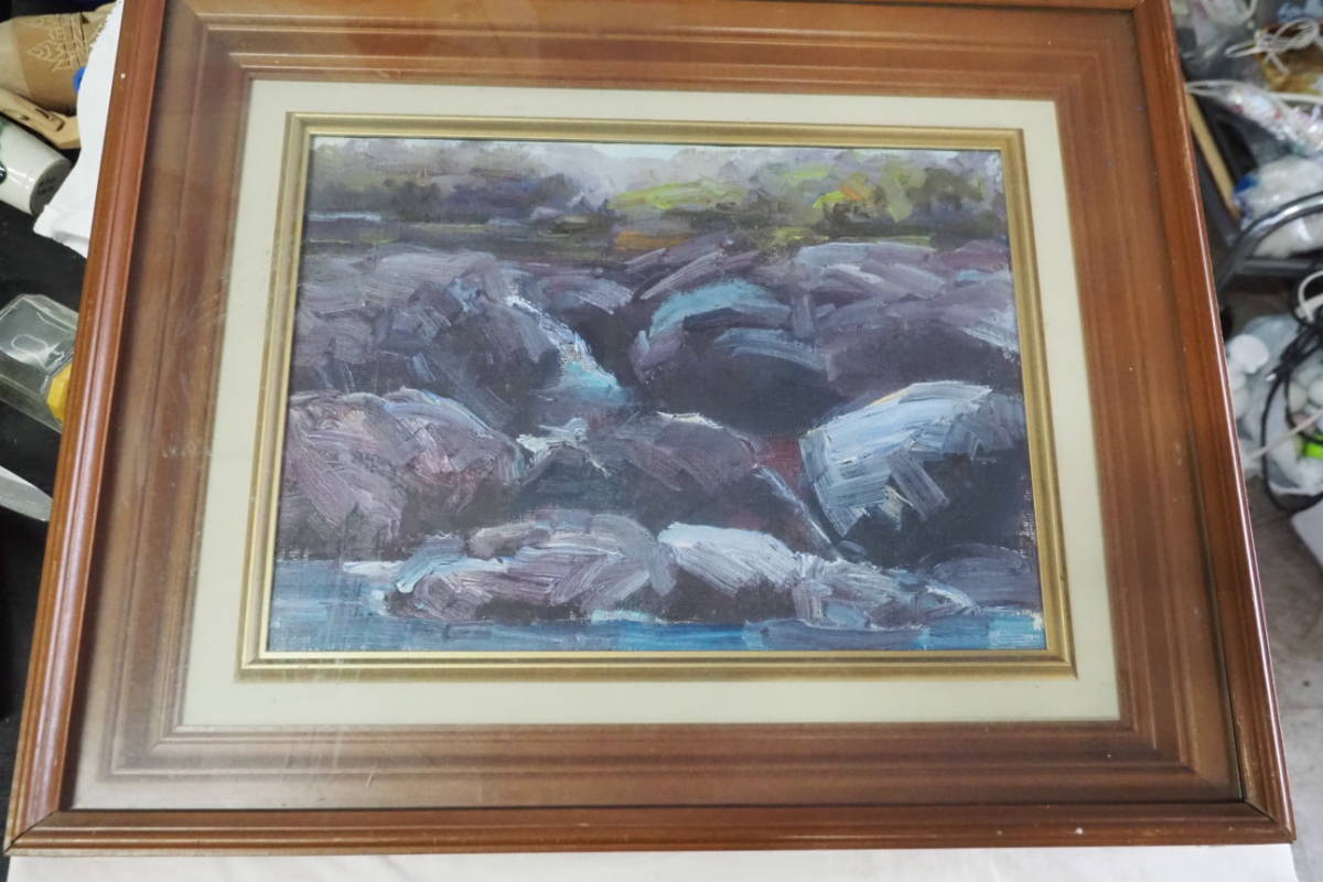 小川勝蔵 SM 「二服の渓流」 油彩画 【正光画廊・5500点出品中・お好き