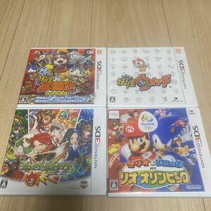 3DSソフト４点セット【モンスターストライク】【妖怪ウォッチ】【妖怪三国志】【マリオ&ソニックリオオリンピック】