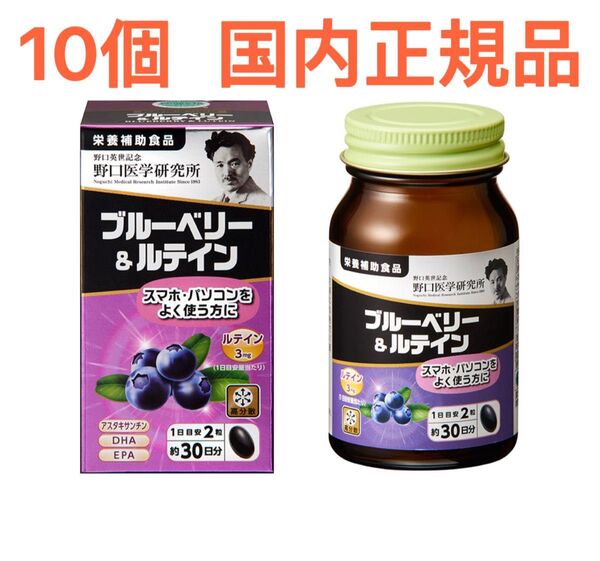 野口医学研究所 ブルーベリー&ルテイン 10個 国内正規品 未開封 未使用 スマホ パソコン 目辛い 新品