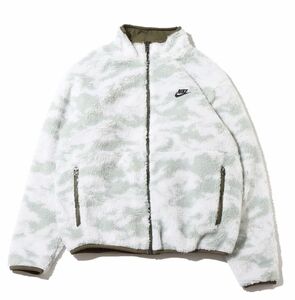 新品タグ付き！NIKE フルジップ　リバーシブル　ボアジャケット◇白色◇Ｌサイズ