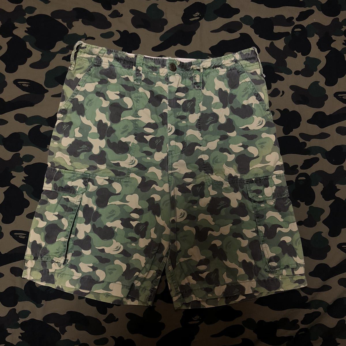 ☆激レア☆ URSUS BAPE グリーン カモ ショーツ ハーフ パンツ S 正規