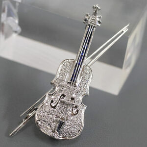 K18WG sapphire diamond brooch / pendant top va Io Lynn motif S0.80 D0.43 10.7g