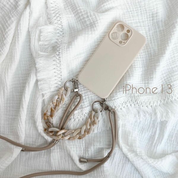 iPhone 13 アイフォン ストラップ ショルダー ホワイト 白