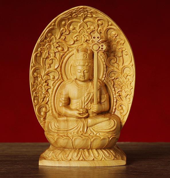 虚空蔵菩薩 木彫り 仏像 座像 仏教美術 置物 フィギュア 虚空蔵菩薩像