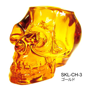  Skull face glass candle holder ( candle stand ) Gold 
