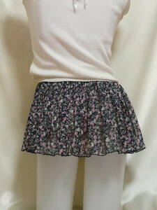 !! dark blue ground pink small floral print. super micro Mini * see-through pleat ^^!!