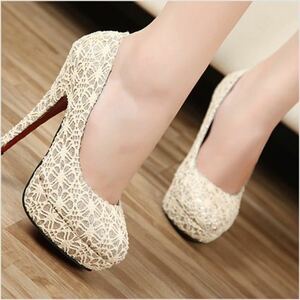  white gold lame pumps race flower heel 11cm race party Event kyaba snack Club Brown gold white 