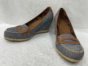 Dr Scholldokta- shawl Denim manner Wedge sole pumps size 24.5cm heel height 7.5cm