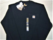 Carhartt カーハート work wear ヘビーウェィト ポケットＴシャツ ロングスリーブ ロンT 長袖 黒 L K126 サイズ大きめ メキシコ_画像2