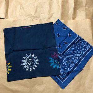 これからの季節に♪usedバンダナ ブルー系 2枚セット