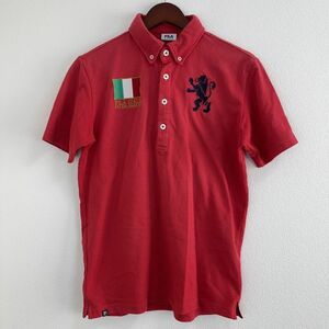 FILA GOLF フィラ ゴルフ メンズ 男性用 半袖 ポロシャツ Lサイズ 大きいサイズ トップス スポーツ ウェア 刺繍 レッド 赤色 襟付き