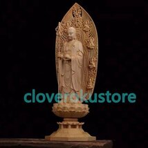 極上品★総檜材 木彫仏像 仏教美術 精密細工 仏師で仕上げ品 地蔵菩薩立像 高さ43cm_画像2