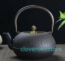 南部鉄器 老鉄瓶 提梁壺★新品 茶道具 銅製蓋 銅製取っ手 対応 鉄やかん 鉄分補給 鉄びん★1.8L_画像2