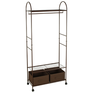  hanger rack with casters . shelves attaching stylish storage box drawer storage Western-style clothes .. wardrobe Brown MTKMK-0009BR