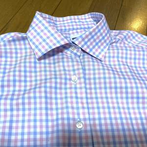 * sickle . shirt light blue × pink check pattern Easy care shirt 38