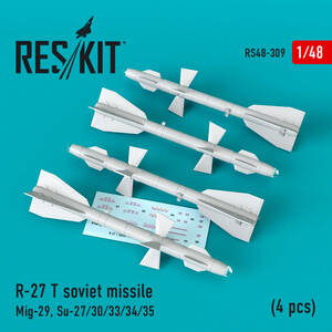 ◆◇RESKIT【RS48-0309】1/48 ロシア空軍R-27T アラモ 赤外線誘導中距離空対空ミサイル(4個入)◇◆