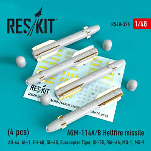 ◆◇RESKIT【RS48-0326】1/48 AGM-114A/B ヘルファイアミサイル(4個入り)(汎用)◇◆　