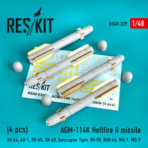 ◆◇RESKIT【RS48-0329】1/48 AGM-114K ヘルファイアⅡミサイル(4個入り)(汎用)◇◆　