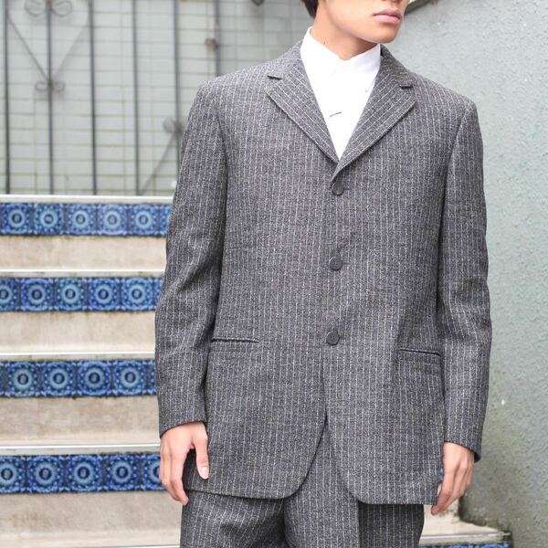 VERSACE CLASSIC WOOL STRIPE PATTERNED WOOL SET UP SUIT/ヴェルサーチクラシックストライプ柄ウールセットアップスーツ