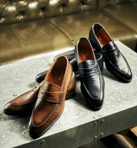 * new goods cheap * regular price 29,920 jpy *teto Homme :GARNIERgarunie* Lizard type pushed . Loafer * cow leather * made in Japan * Brown *SMALL 25 centimeter *