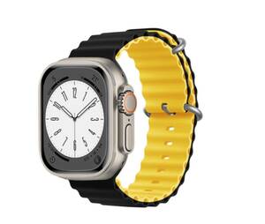 【高品質】Apple Watch 38/40/41/42/44/45/49mm対応 バンド ストラップ ブラック/イエロー Series Ultra 8 7 6 5 4 SE ダイビング