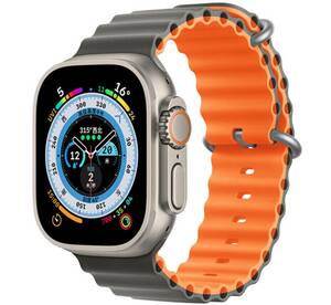 【高品質】Apple Watch 38/40/41/42/44/45/49mm対応 バンド ストラップ グレー/オレンジ Series Ultra 8 7 6 5 4 SE ダイビング