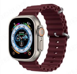 【高品質】Apple Watch 38/40/41/42/44/45/49mm対応 バンド ストラップ ワインレッド Watch Series Ultra 8 7 6 5 4 SE スポーツバンド