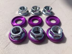 Downstar ストラット アッパーマウントドレスアップワッシャー/ナット 紫 M10x1,25 -(14mmHEX)6個 USDM 正規輸入品 ピロアッパー