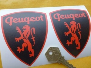 ◆送料無料◆ 海外 Peugeot Classic Red & Black Lion in Shield プジョー 73mm 2枚セット ステッカー