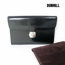 良品 dunhill ダンヒル レザー バックル式 セカンドバッグ クラッチバッグ 黒 ブラック A1755_画像1