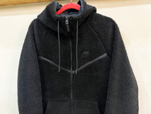 R57★NIKE/ナイキ 19AW シェルパ ボアフリースジャケット ブルゾン フード ジップアップ Lサイズ ブラック メンズ アウター USED ★_画像8