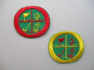 【2枚セット】70s ゴルフ ワッペン/CourseクラブA Vintage名前PATCHビンテージUSAパッチGOLF Country Club PGAエンブレムGC Golfer V144