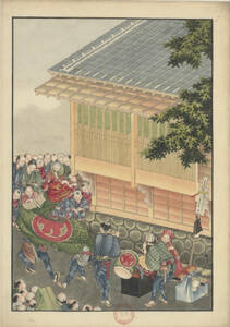 葛飾北斎　肉筆画　祭り　56ｘ39.3ｃｍ　大判ポスター 複製 ◆新版画　小原古邨　川瀬巴水　北斎　歌麿　土屋光逸