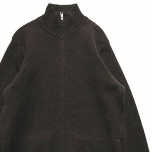 90's 00's J Crew Zip выше шерсть вязаный кардиган чай (M) driver's вязаный карман есть 90 годы 00 годы старый бирка Old J.CREW