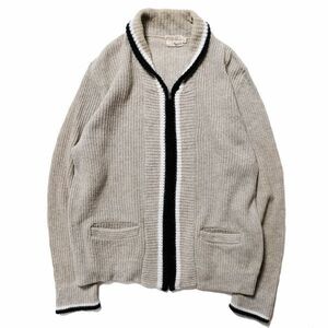 60's CAMPUS キャンパス フルジップ ショールカラー ウール ニット カーディガン 灰×黒 (L) 60年代 棒タロン TALON ビンテージ セーター